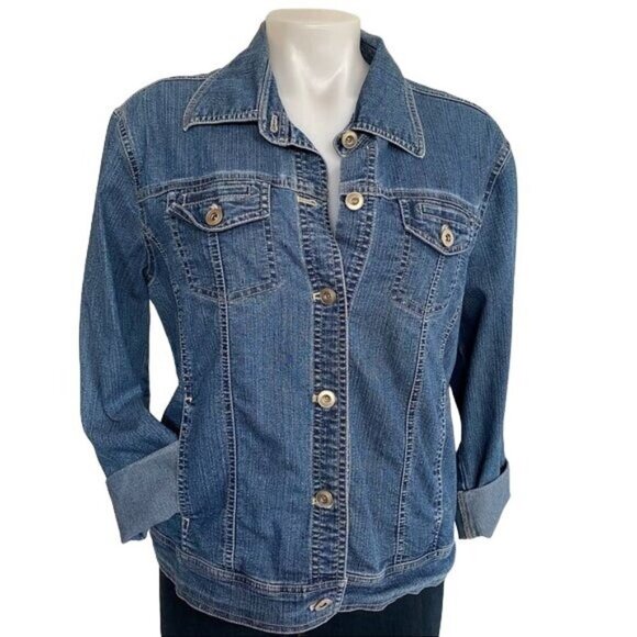 Vintage Erika Denim Jacket Blue Jean Button Down Jacket Size S - Picture 3 of 7